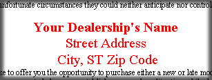 Dealership info included in promotion